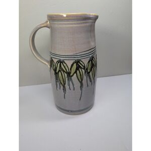 Pottery Glazed Pitcher 11in Signed